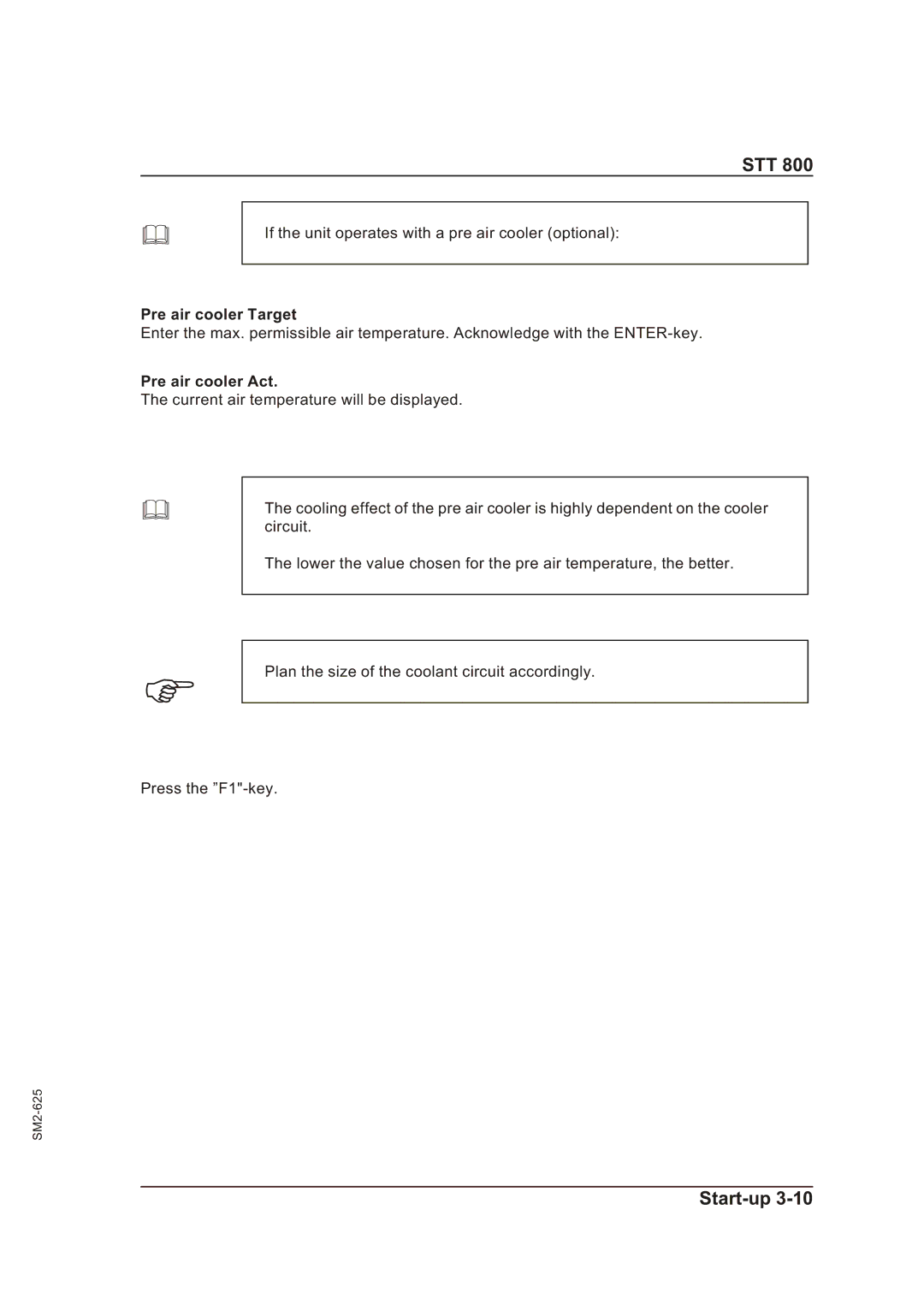 Sterling STT 800 manual Pre air cooler Target, Pre air cooler Act 