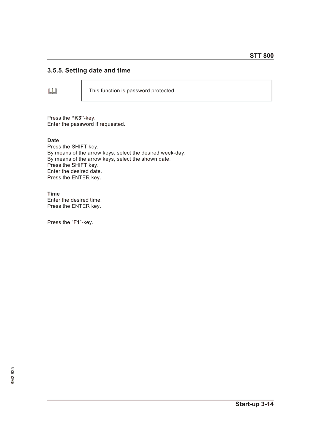 Sterling STT 800 manual STT Setting date and time, Date, Time 