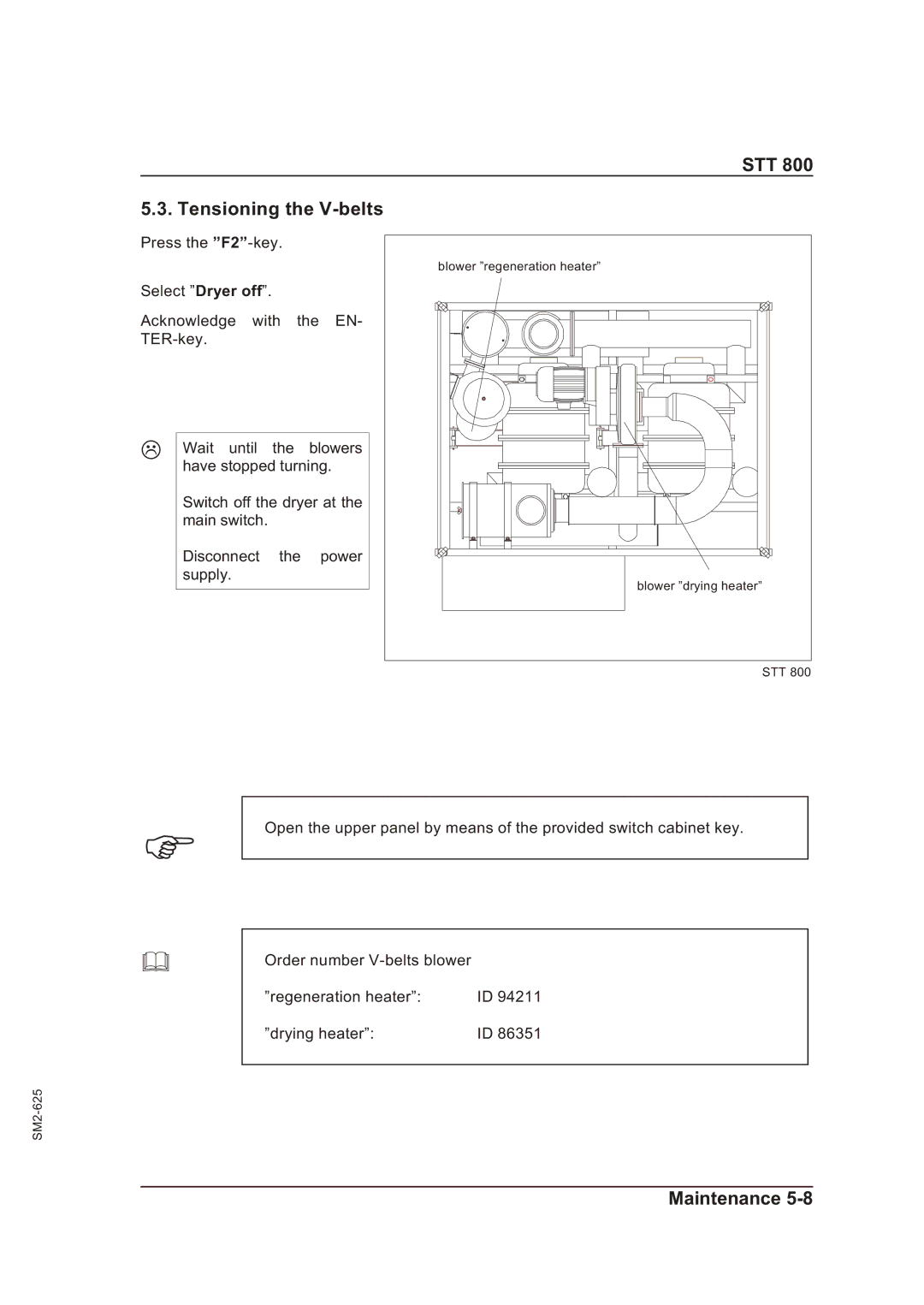 Sterling STT 800 manual STT Tensioning the V-belts 