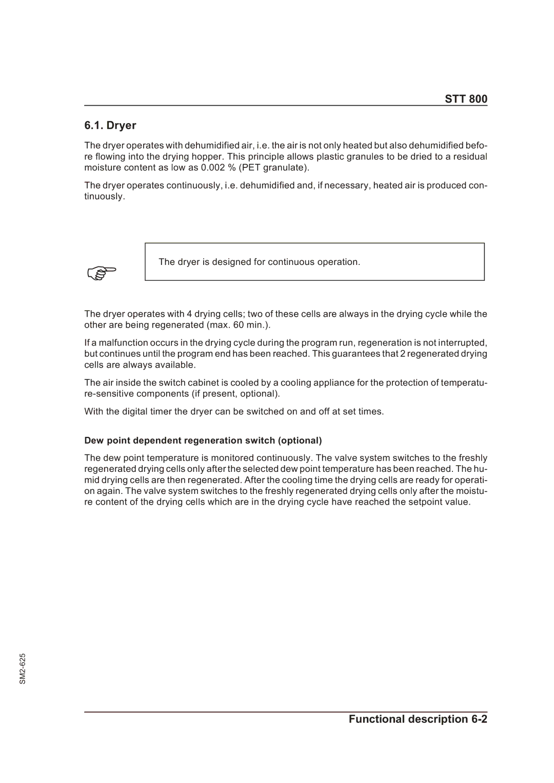 Sterling STT 800 manual STT Dryer, Dew point dependent regeneration switch optional 