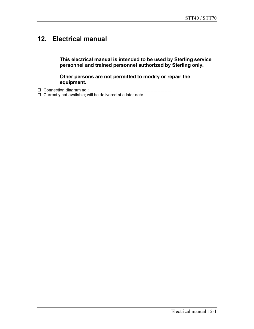 Sterling STT40, STT70 Electrical manual 