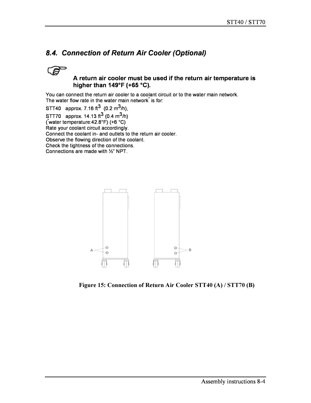 Sterling STT40, STT70 manual Connection of Return Air Cooler Optional 