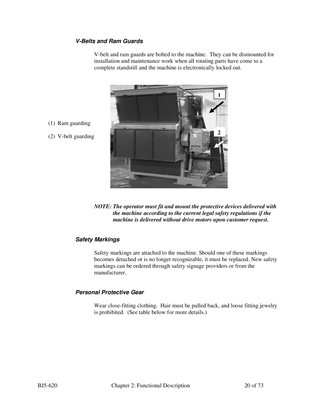 Sterling SXS Series specifications Belts and Ram Guards, Safety Markings, Personal Protective Gear 