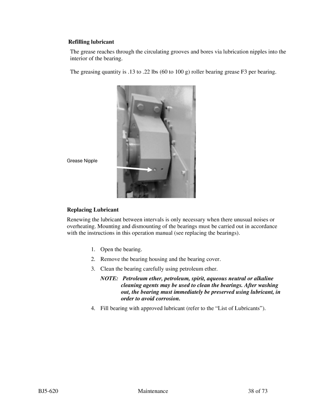 Sterling SXS Series specifications Refilling lubricant, Replacing Lubricant 