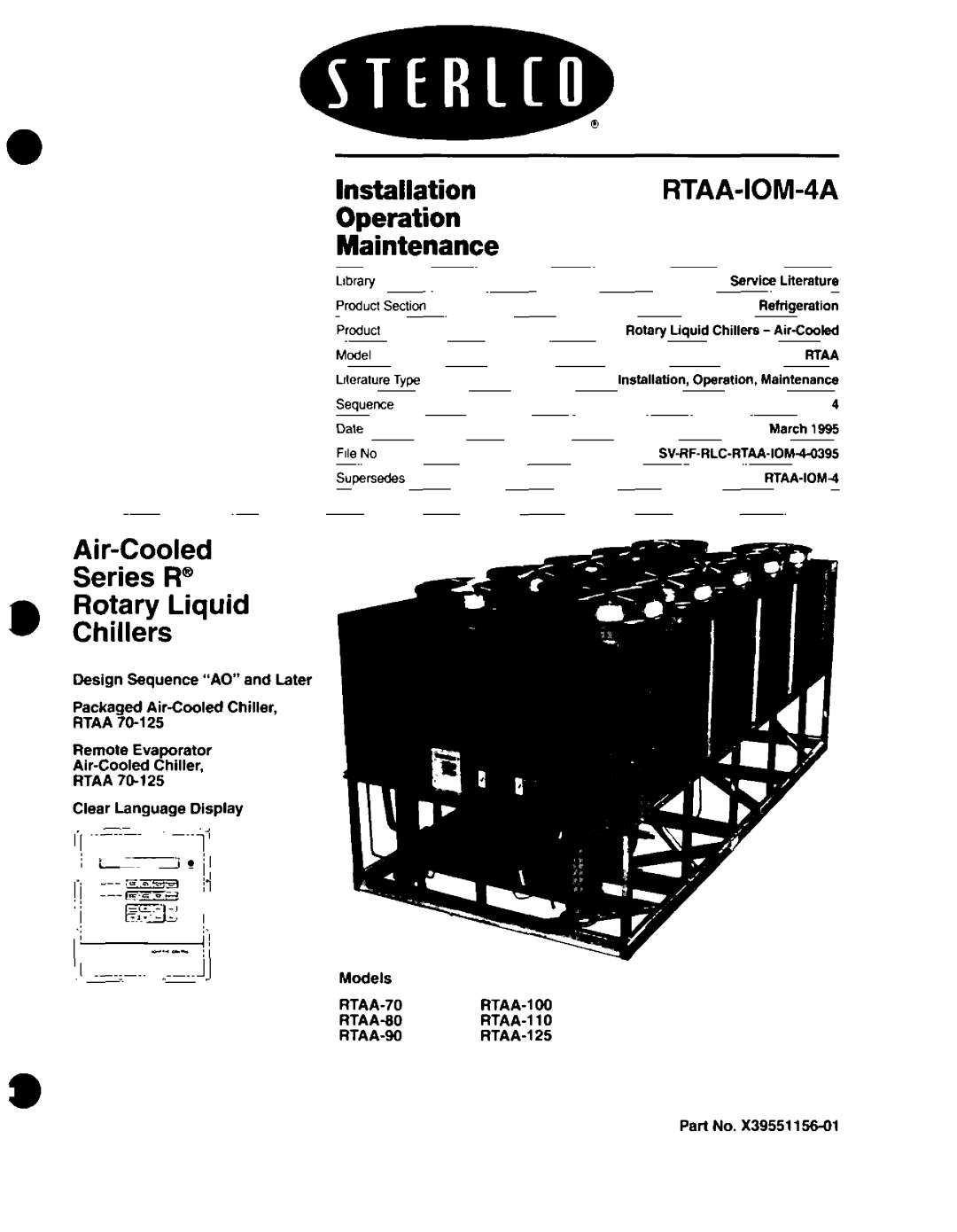 Sterling X39551156-01, RTAA-IOM-4A, RTAA-90, RTAA-80, RTAA-70, RTAA-125, RTAA-110, RTAA-100 manual 