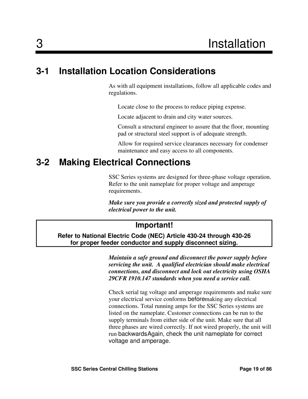 SterlingTEK A0551797 manual 3Installation, Installation Location Considerations, Making Electrical Connections 