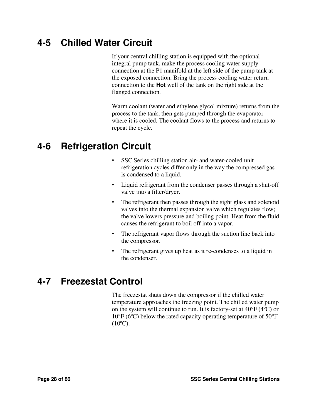 SterlingTEK A0551797 manual Chilled Water Circuit, Refrigeration Circuit, Freezestat Control 