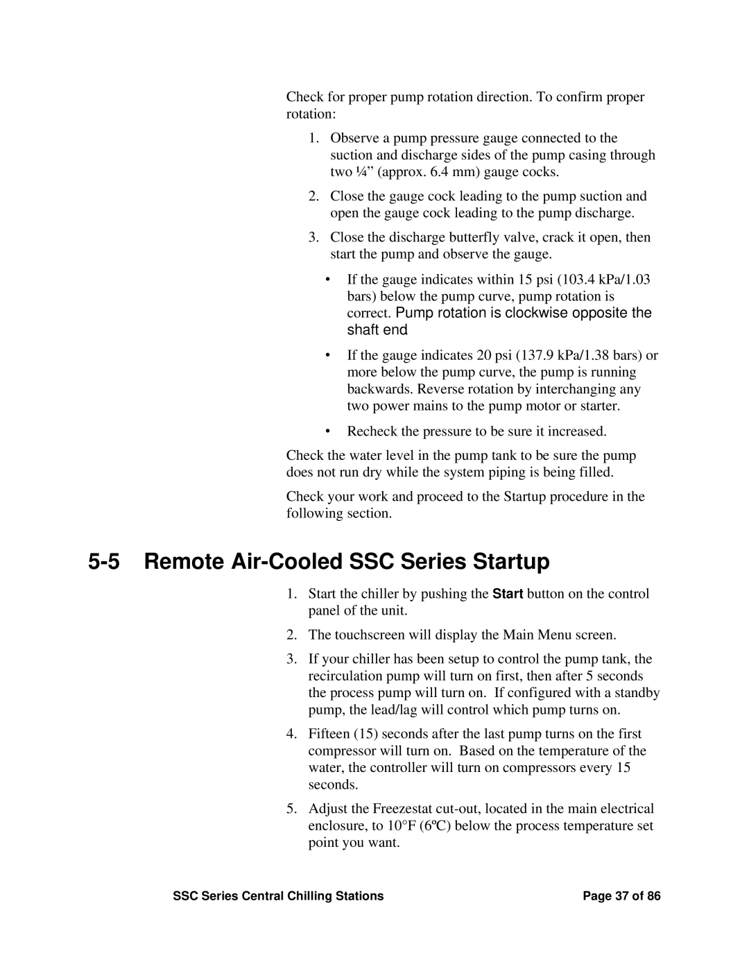 SterlingTEK A0551797 manual Remote Air-Cooled SSC Series Startup 