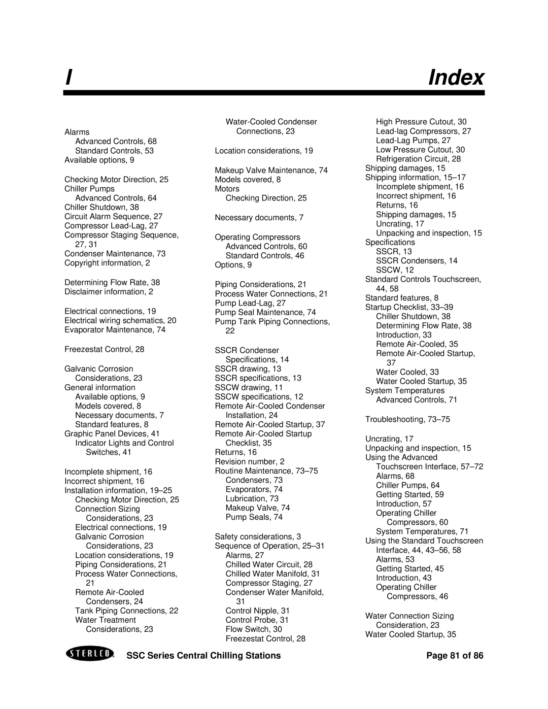 SterlingTEK A0551797 manual Index 