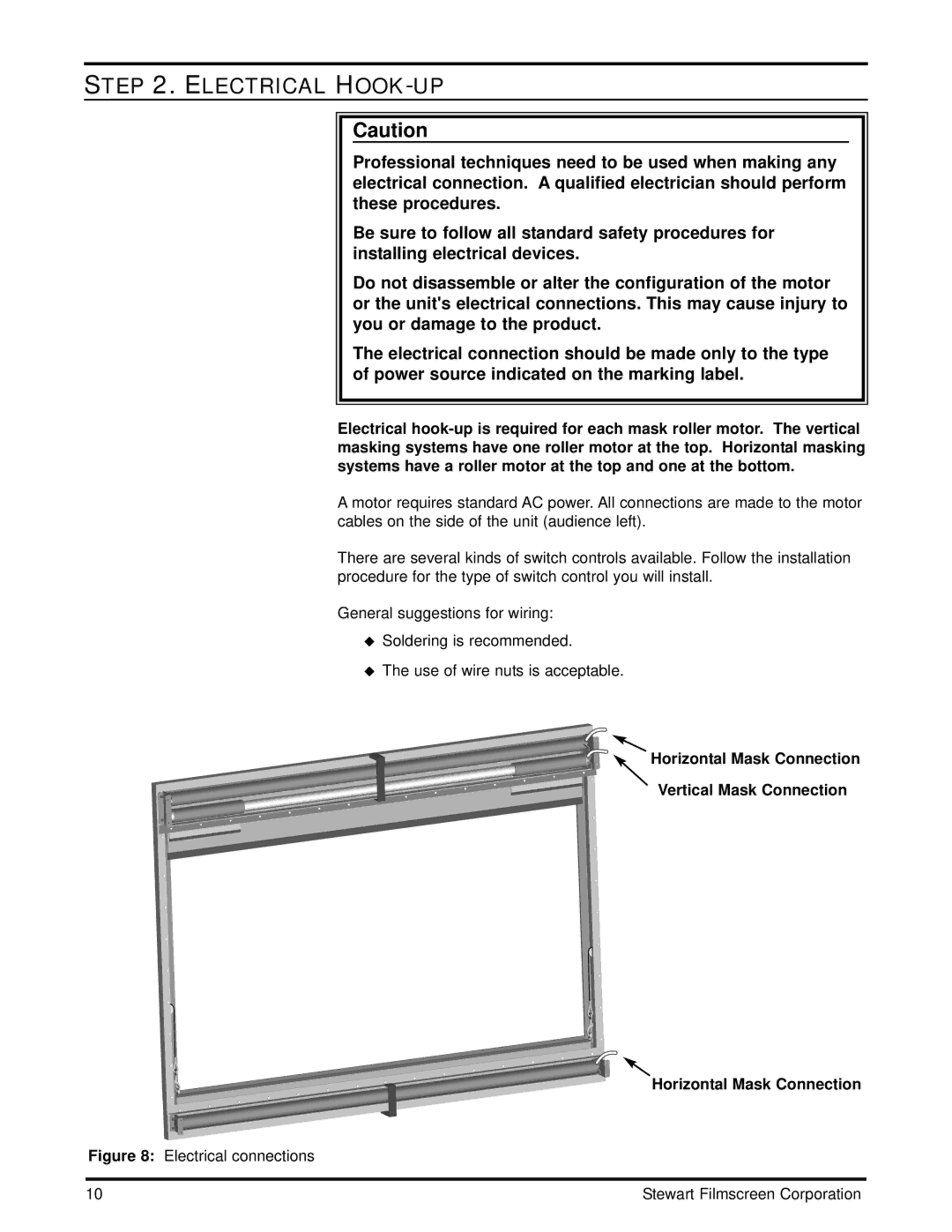 Stewart Filmscreen Corp 4-Way ScreenWall ElectriMask owner manual Electrical HOOK-UP 