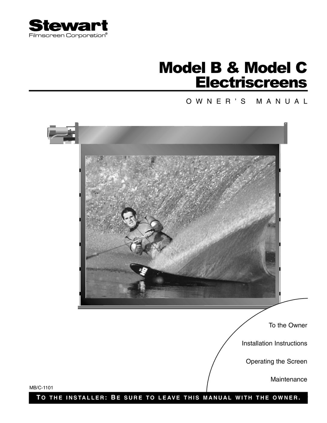 Stewart Filmscreen Corp installation instructions Model B & Model C Electriscreens 