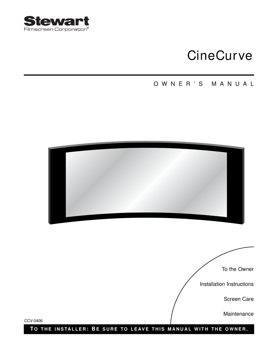 Stewart Filmscreen Corp Projection HDTV installation instructions CineCurve 