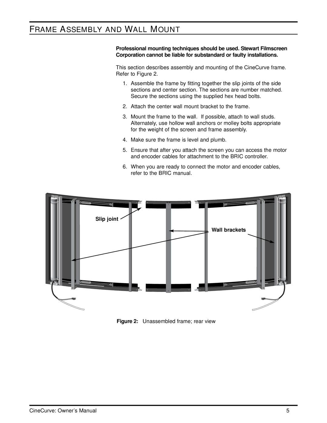 Stewart Filmscreen Corp Projection HDTV Frame Assembly and Wall Mount, Unassembled frame rear view 