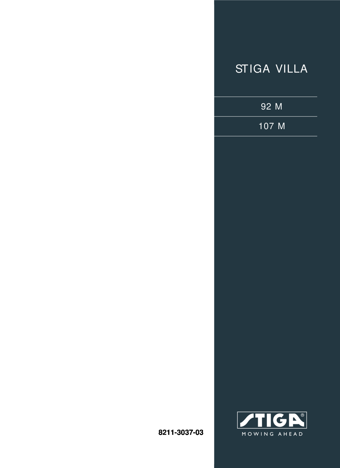 Stiga manual Stiga Villa, 92 M 107 M, 8211-3037-03 