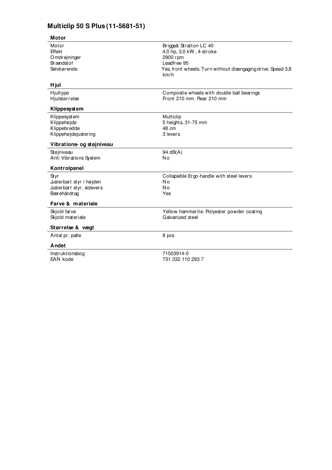 Stiga 11-5681-51 manual Multiclip 50 S Plus 