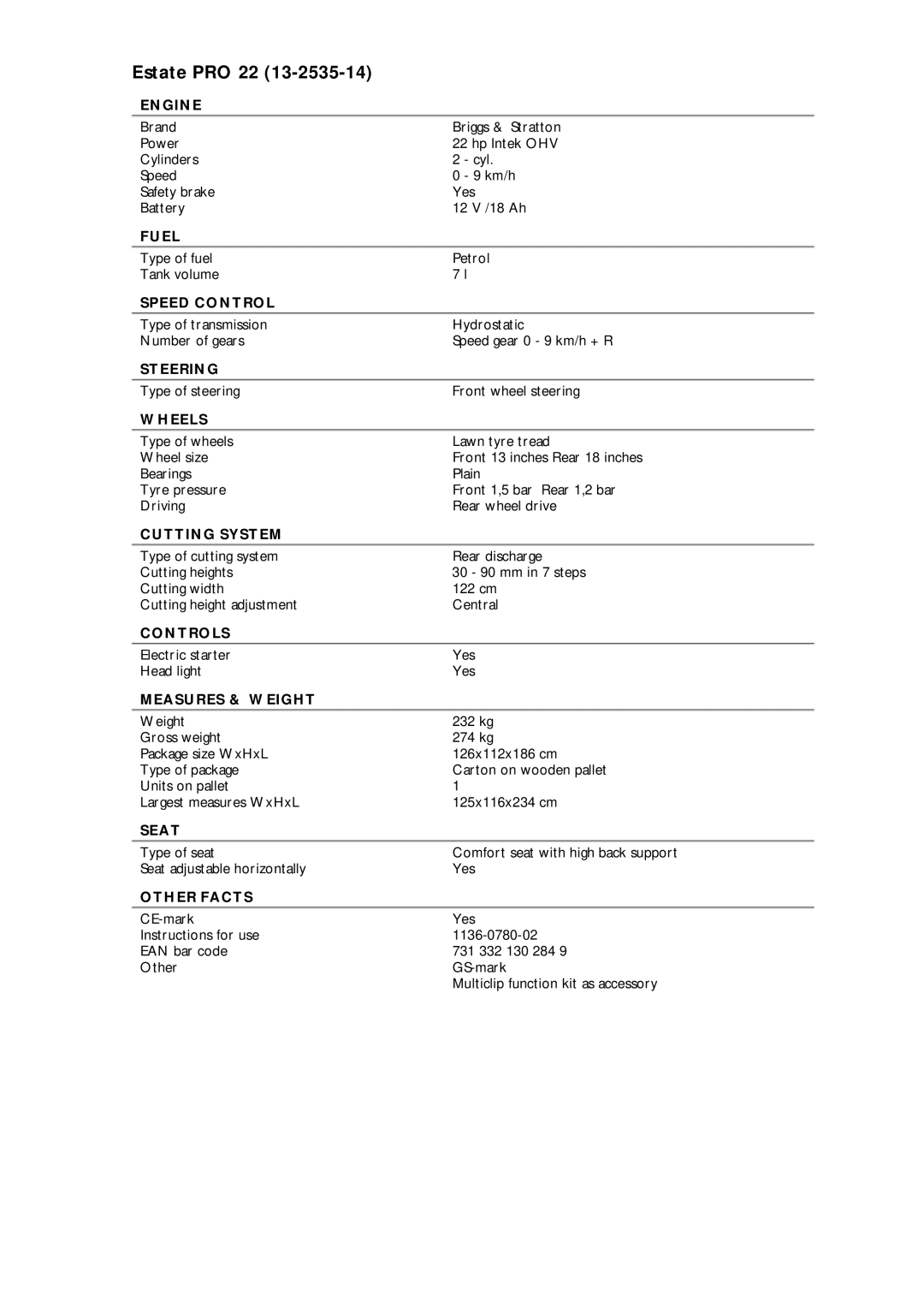 Stiga manual Estate PRO 22 