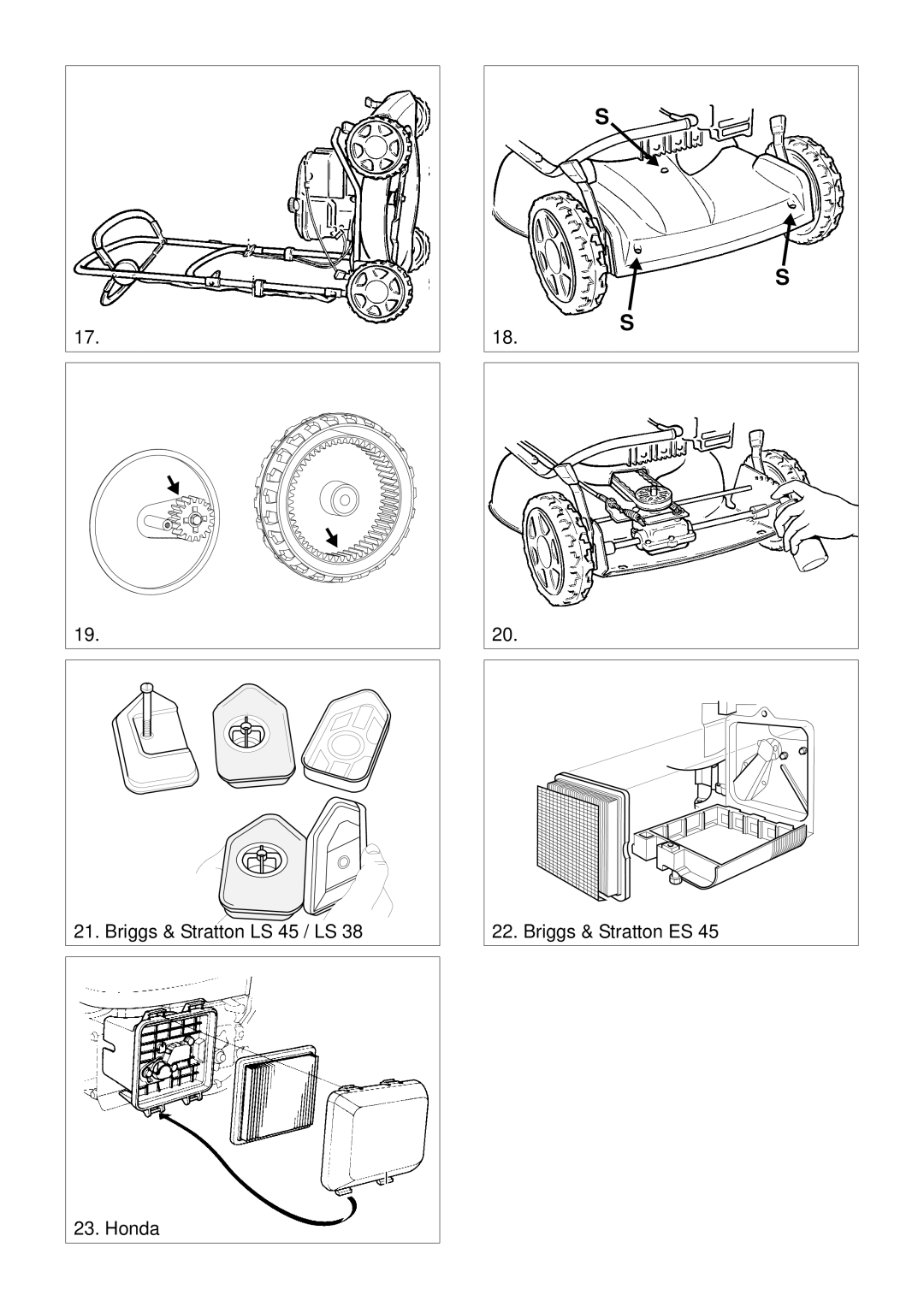 Stiga 46SE manual Briggs & Stratton LS 45 / LS Briggs & Stratton ES Honda 