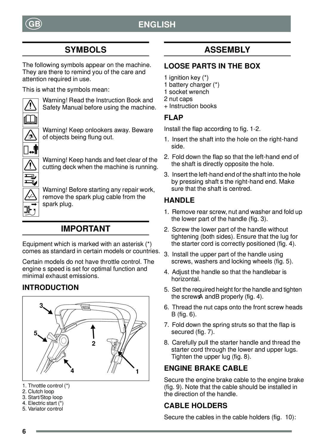 Stiga 48 S ROLLER, 55 S ROLLER manual Symbols, Assembly 