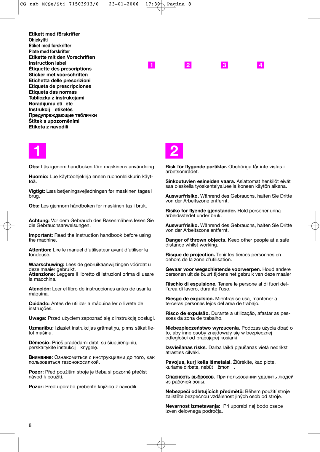 Stiga 50 EL manual CG rsb MCSe/Sti 71503913/0 23-01-2006 1730 Pagina 