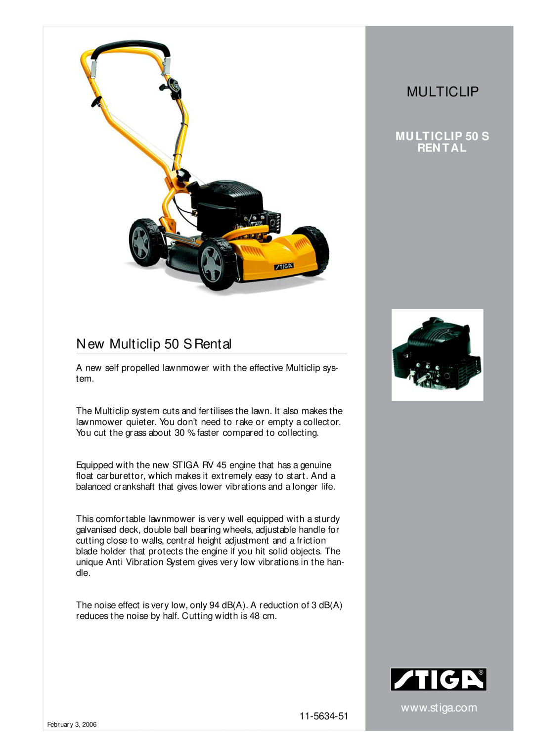 Stiga manual New Multiclip 50 S Rental, MULTICLIP 50 S RENTAL, 11-5634-51 