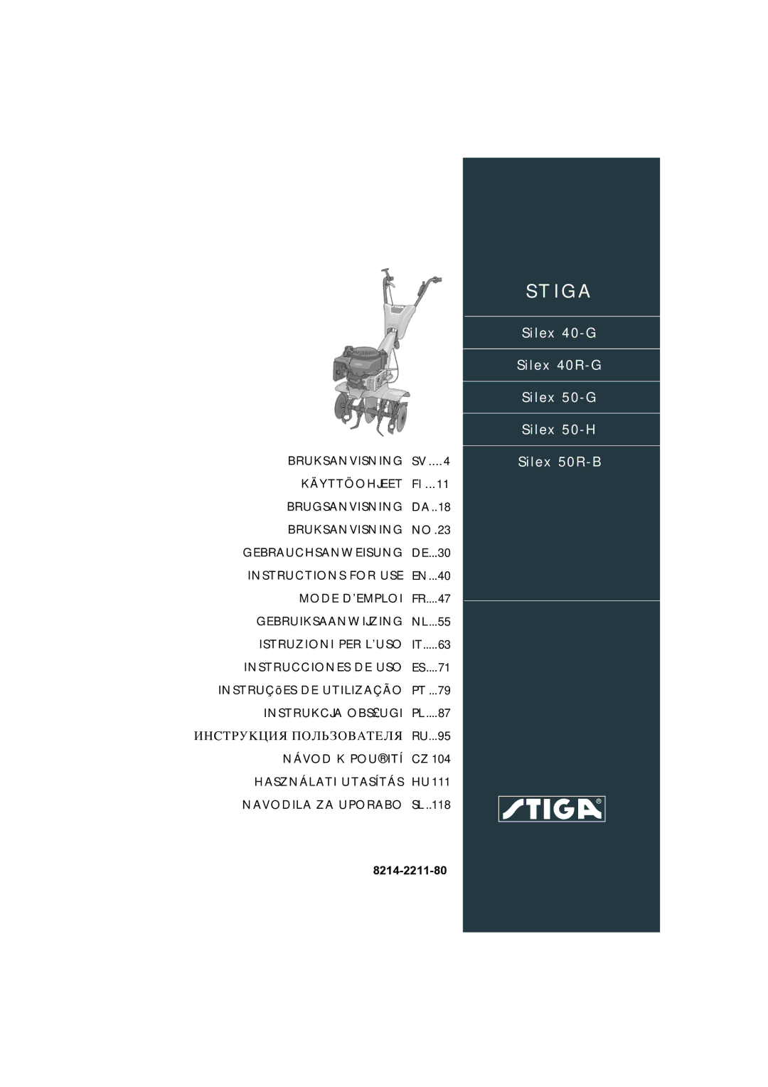 Stiga 50-G, 50R-B, 50-H, 40-G, 40R-G manual Stiga 