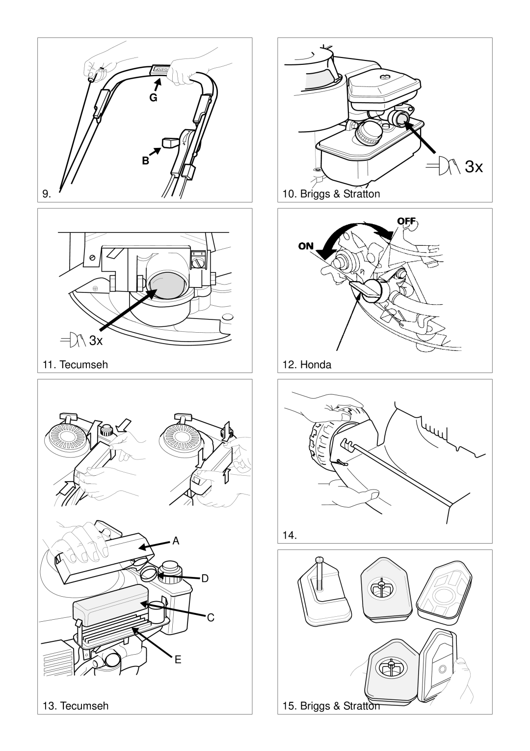 Stiga 8211-0223-06 manual Briggs & Stratton Honda 