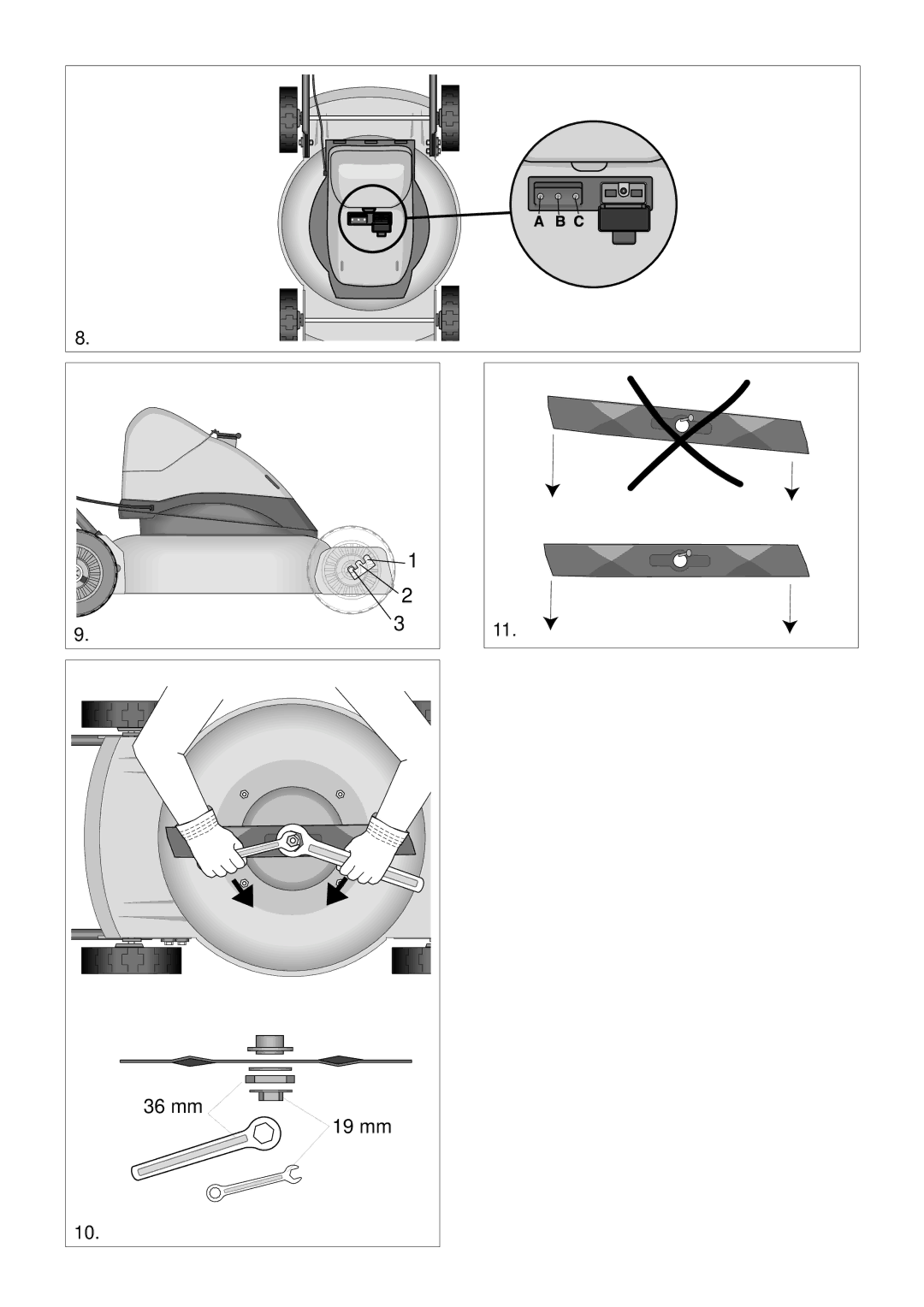 Stiga 8211-3417-03 manual 36 mm 19 mm 