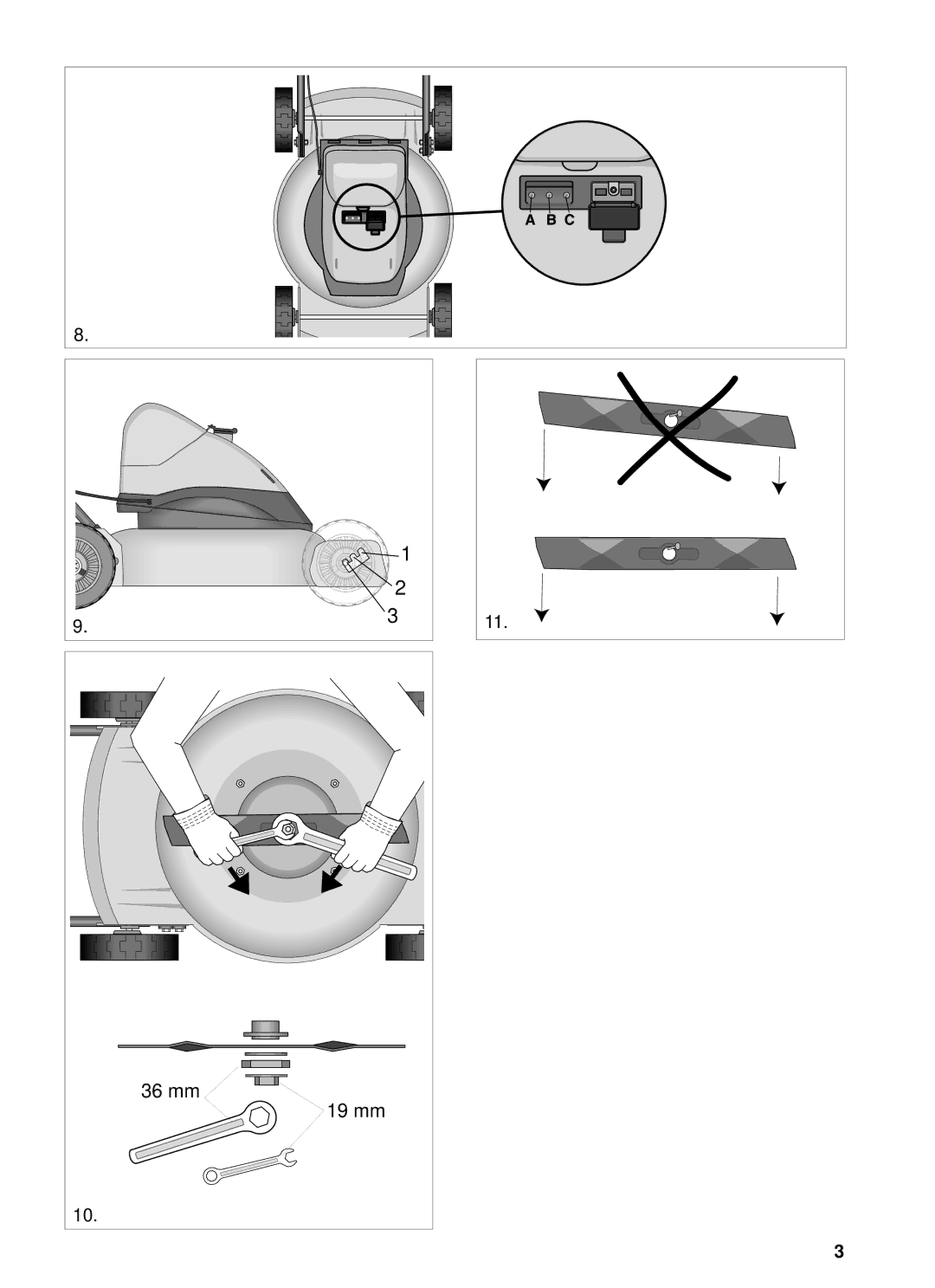 Stiga 8211-3417-04 manual 36 mm 19 mm 