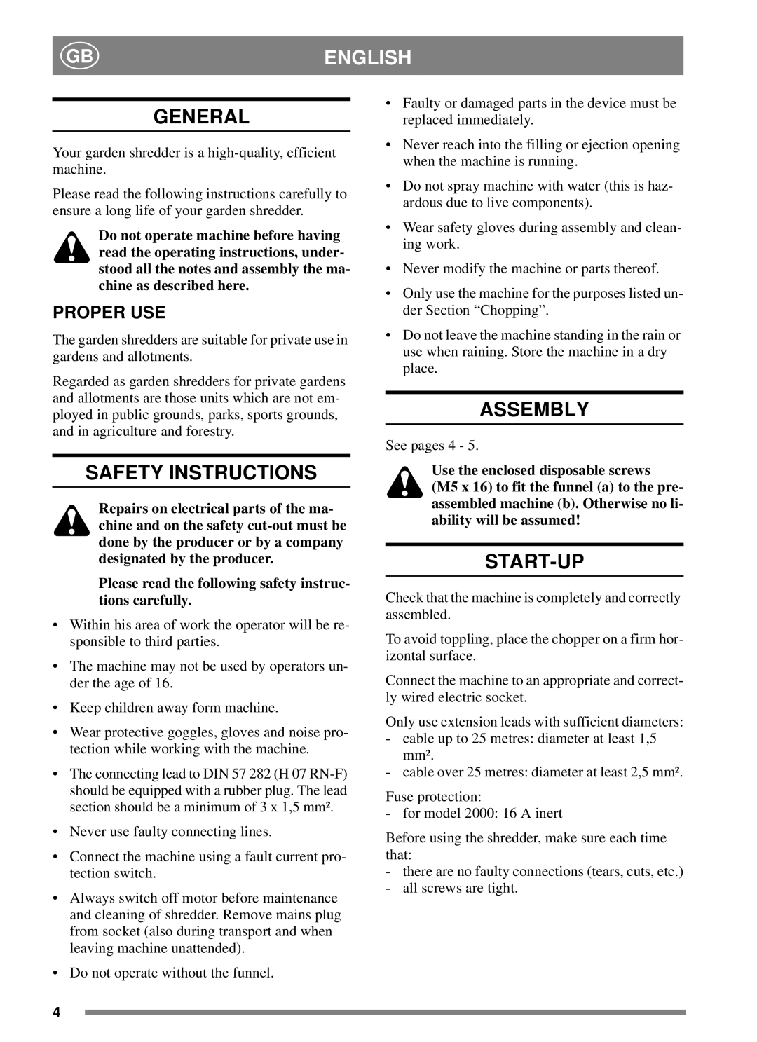 Stiga 8217-3033-01 manual General, Safety Instructions, Assembly, Start-Up, Proper USE 