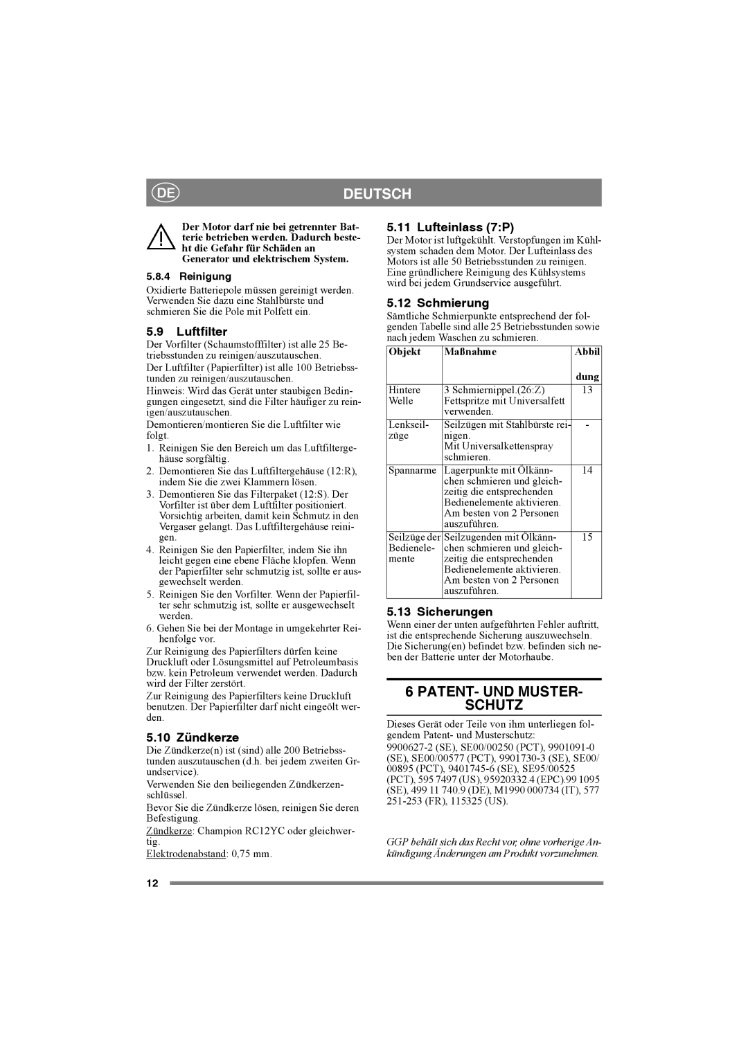 Stiga 8221-0034-80 manual PATENT- UND MUSTER- Schutz 