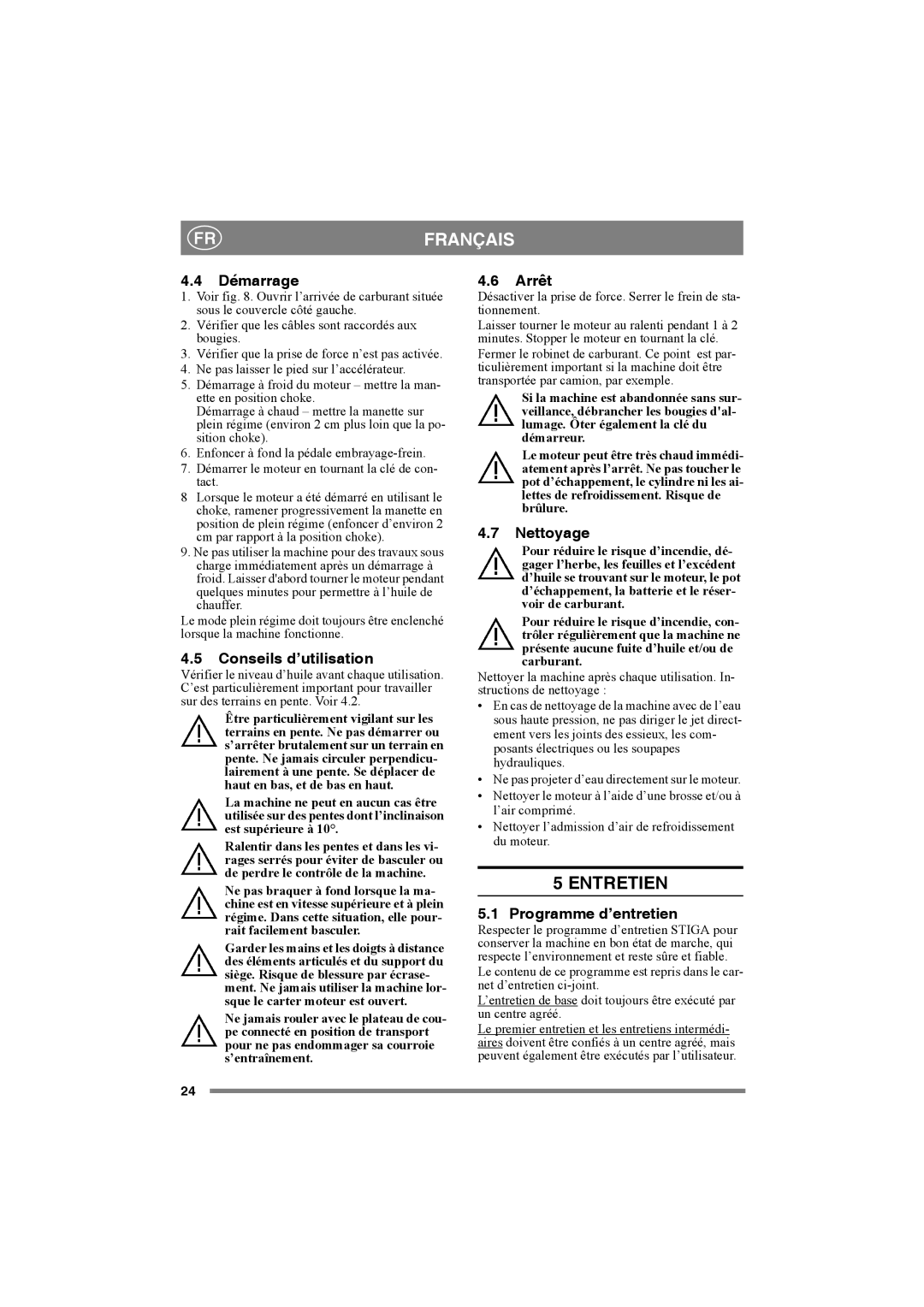 Stiga 8221-0034-80 manual Entretien 