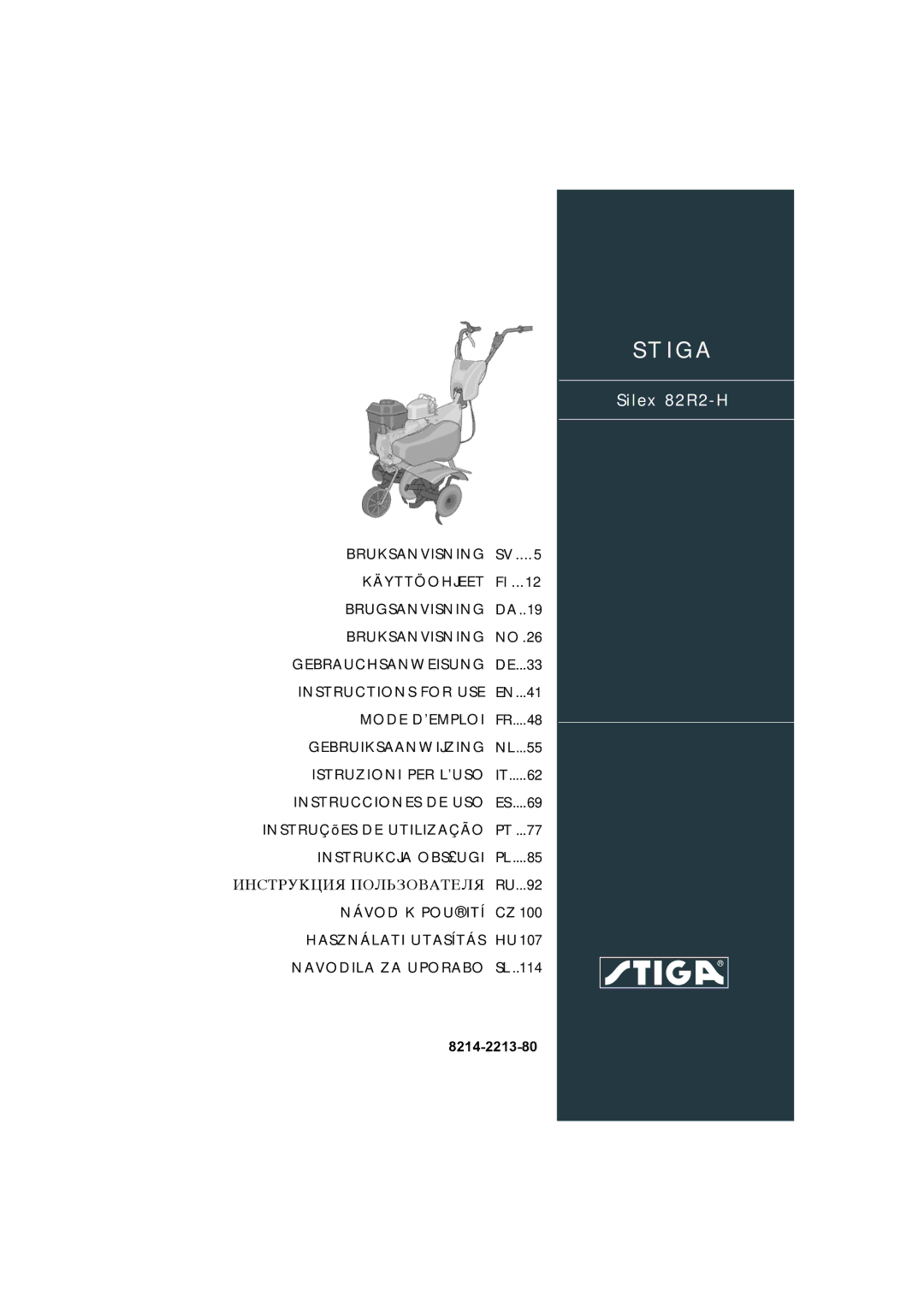 Stiga 82R2-H manual Stiga 