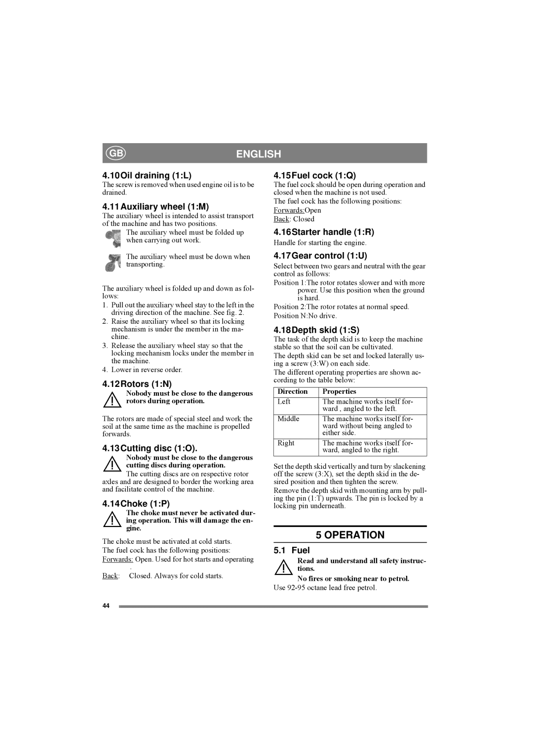 Stiga 82R2-H manual Operation 