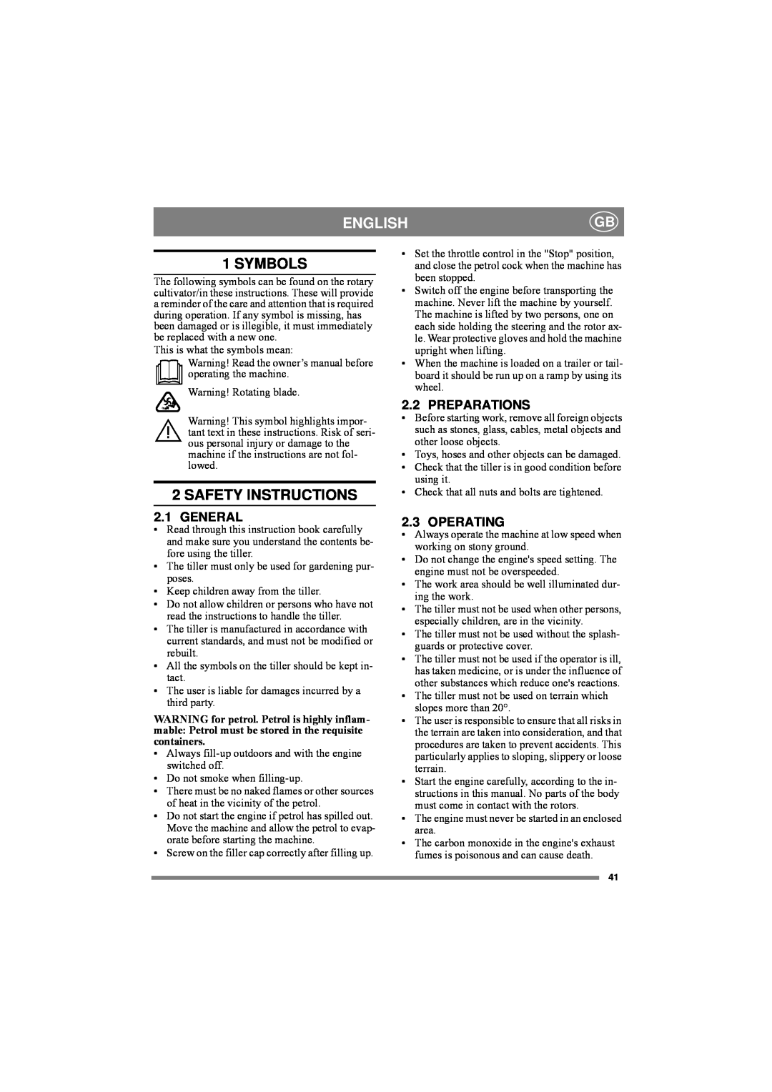Stiga 82R2-H manual Englishgb, Symbols, Safety Instructions 