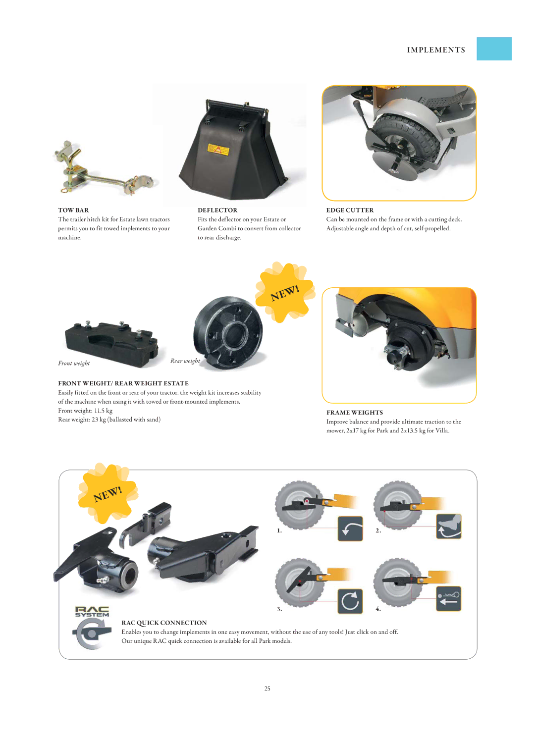 Stiga Garden Range TOW BAR Deflector Edge Cutter, Front WEIGHT/ Rear Weight Estate, Frame Weights, RAC Quick Connection 