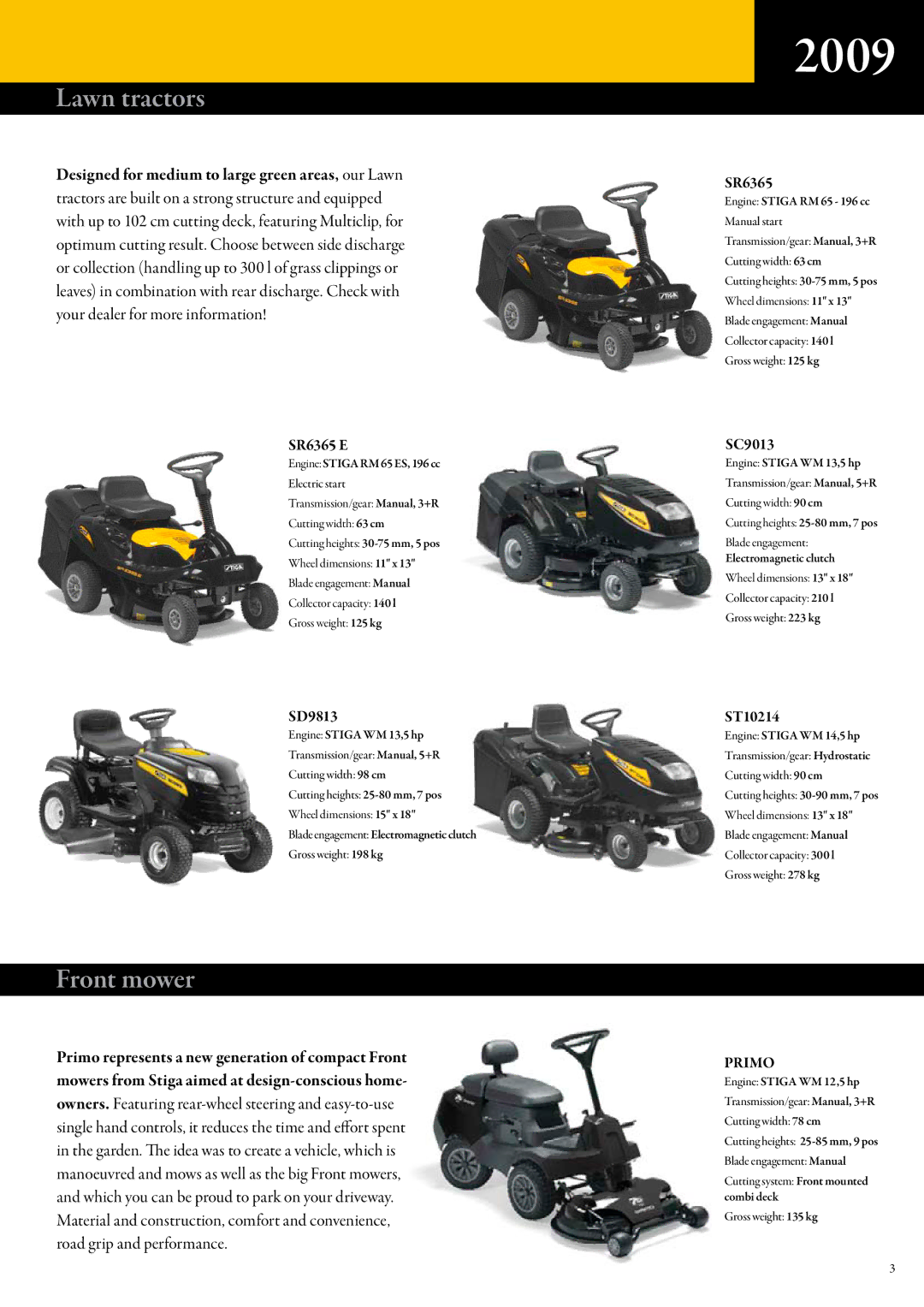 Stiga Lawn tractors manual Front mower 