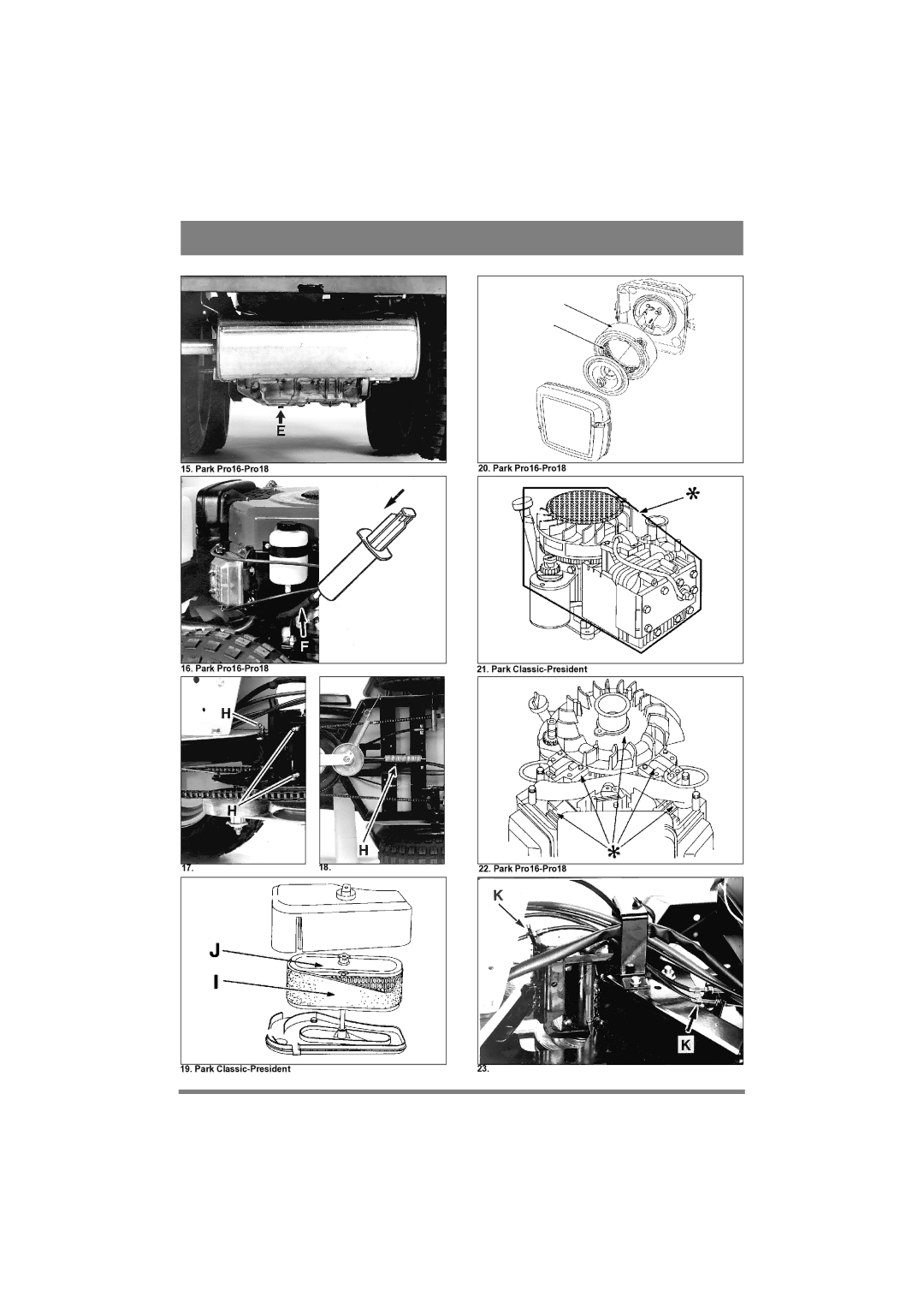 Stiga PRO 18, PRO 16 manual Park Pro16-Pro18 17.18 Park Classic-President 