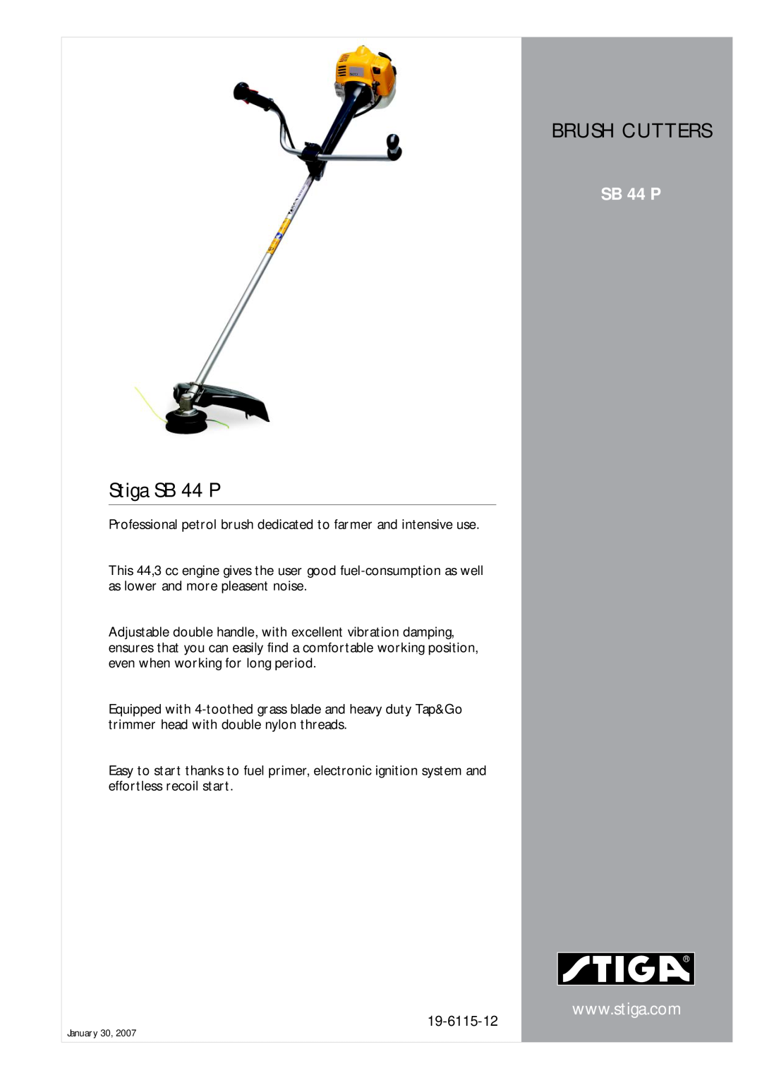 Stiga manual Brush Cutters, Stiga SB 44 P, 19-6115-12 