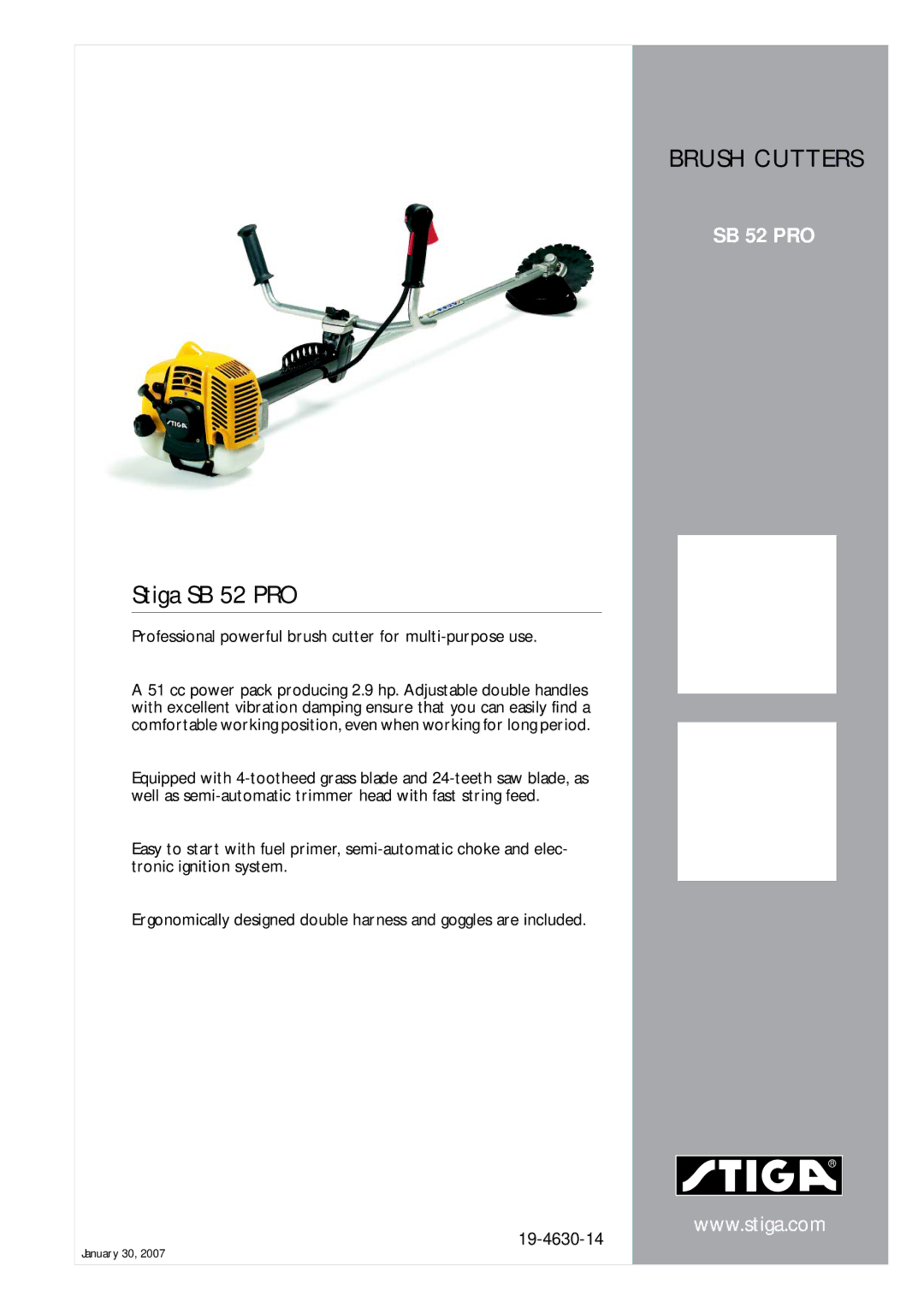 Stiga manual Brush Cutters, Stiga SB 52 PRO, Professional powerful brush cutter for multi-purpose use 