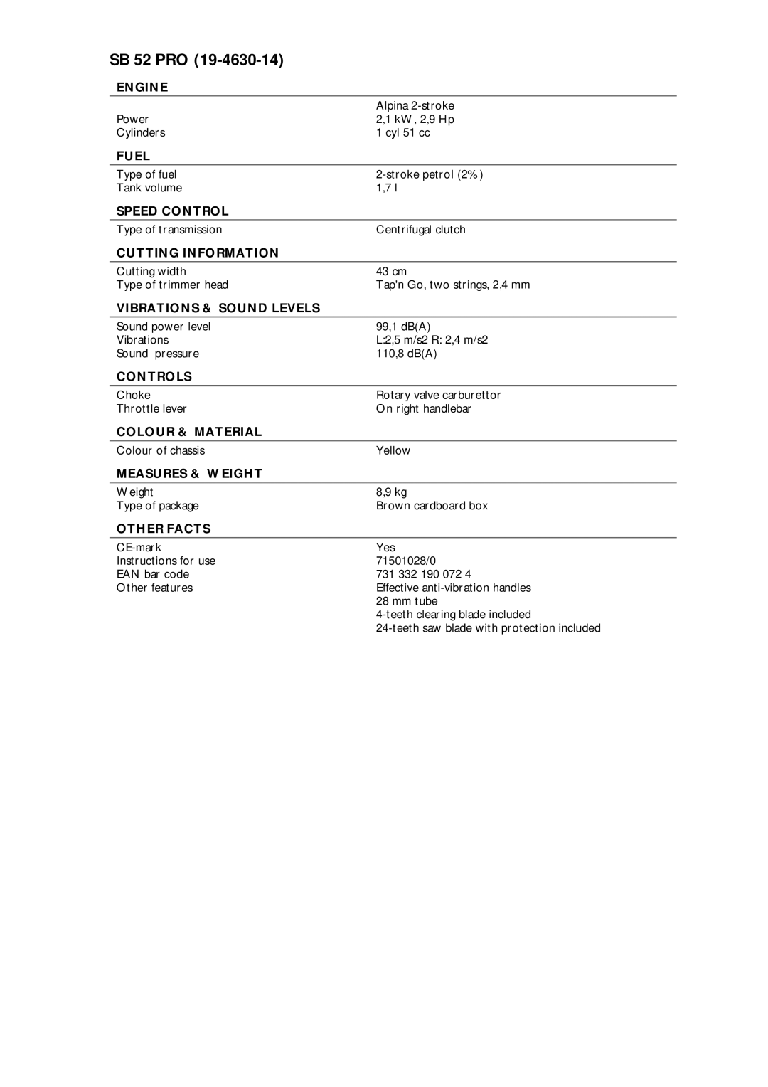 Stiga SB 52 PRO manual 