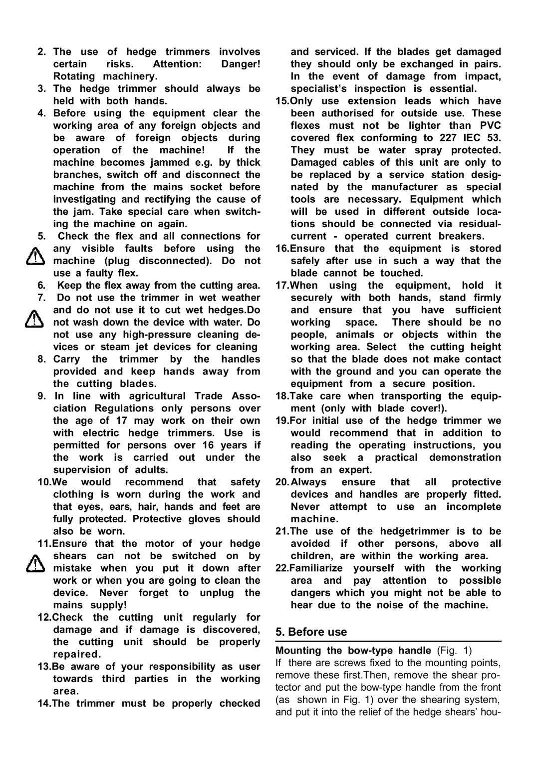 Stiga SH 60 instruction manual Before use, Mounting the bow-type handle Fig 