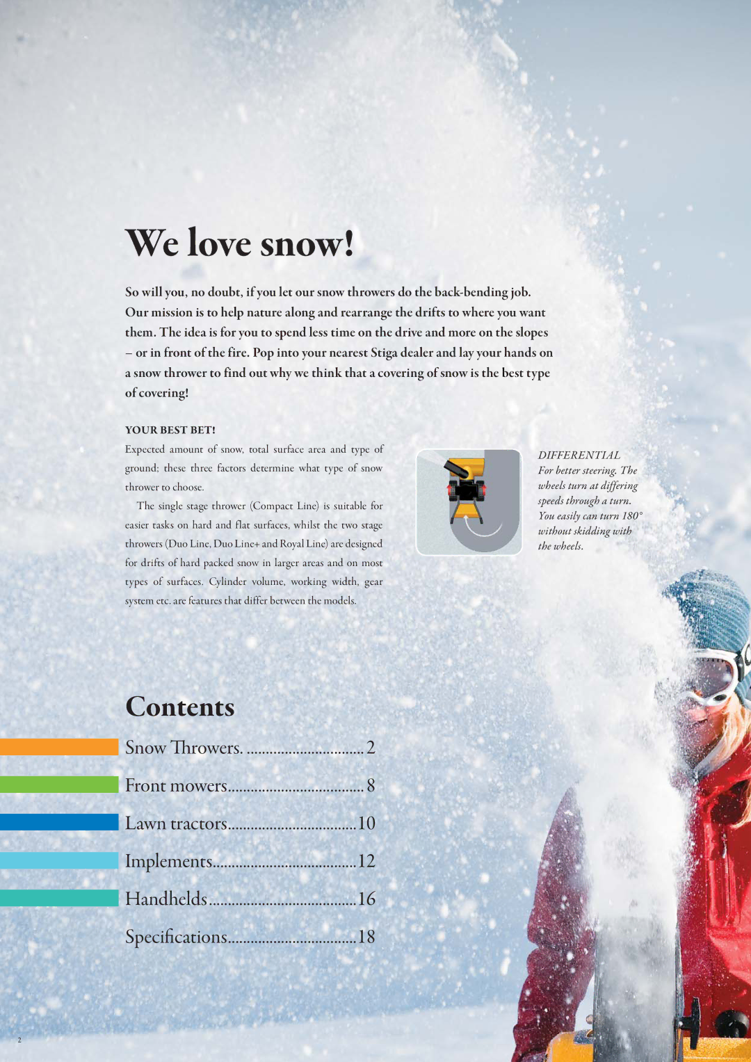 Stiga Snow Throwers manual We love snow, Contents 