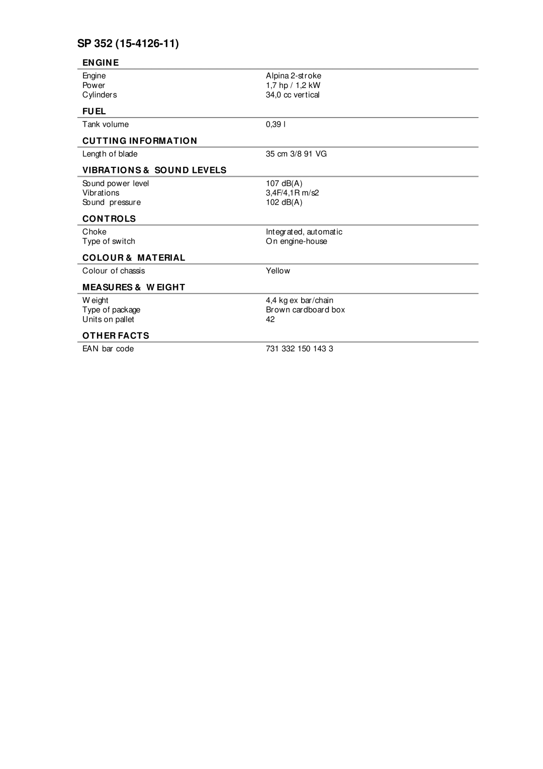 Stiga SP 352 manual 