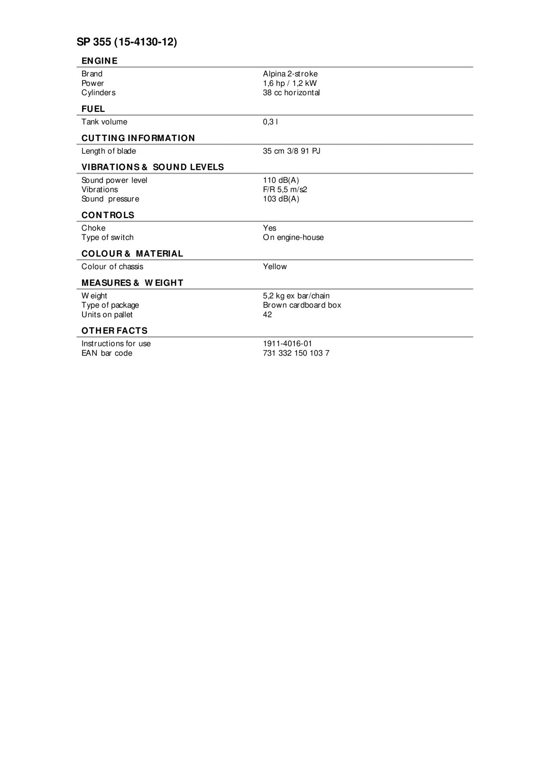 Stiga SP 355 manual 