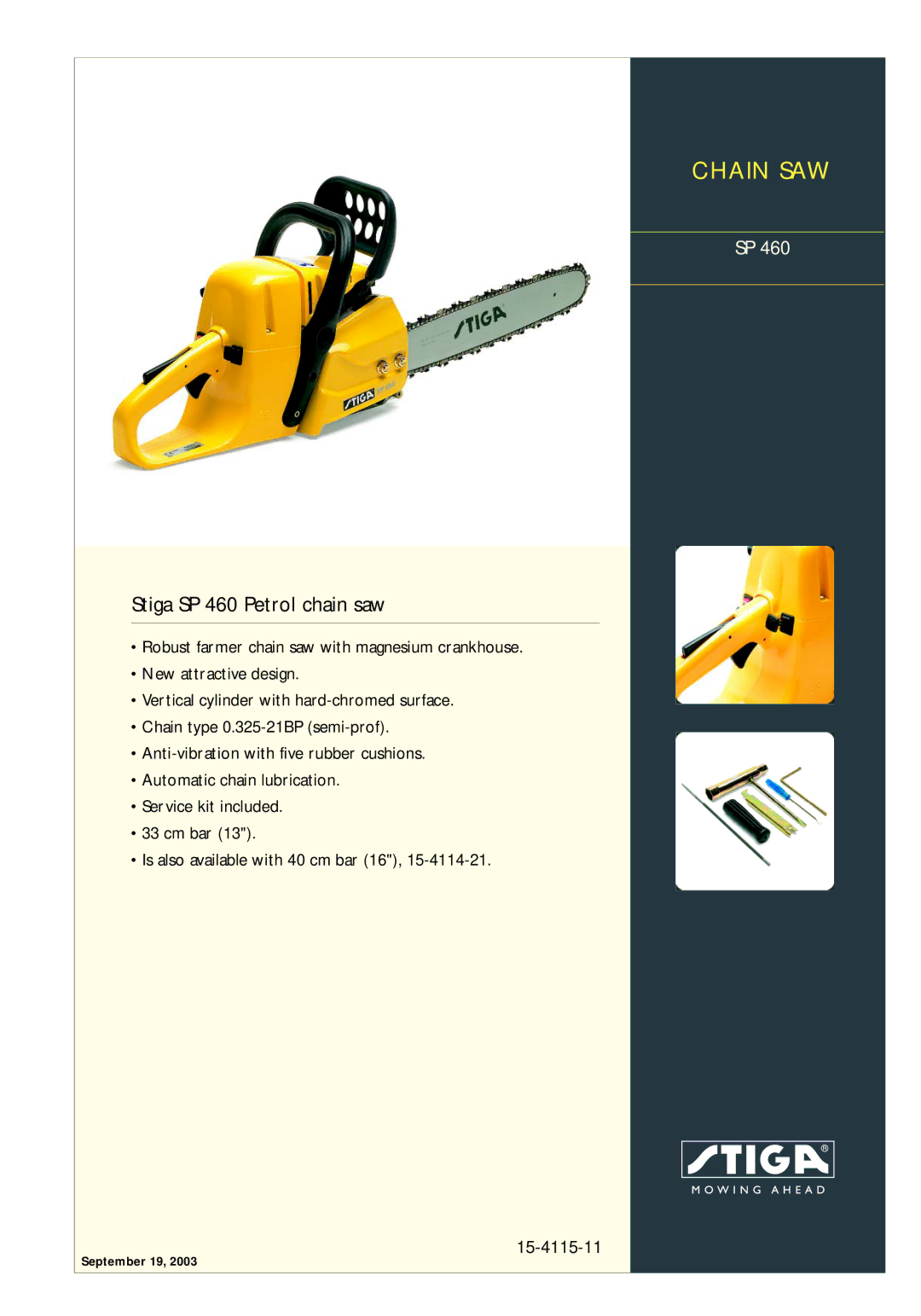 Stiga manual Chain SAW, Stiga SP 460 Petrol chain saw 