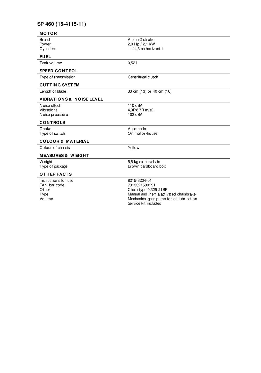 Stiga SP 460 manual 