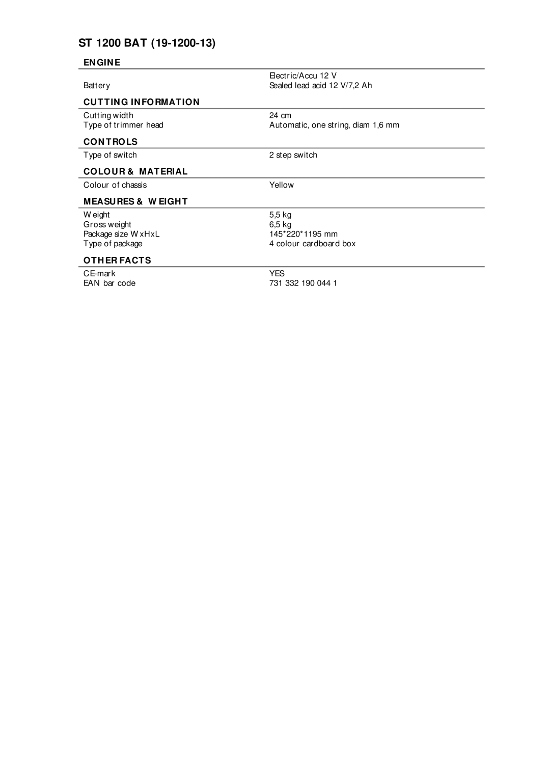 Stiga ST 1200 BAT manual 