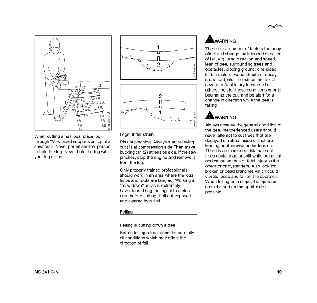 STIHL MS 241 C-M manual Felling 
