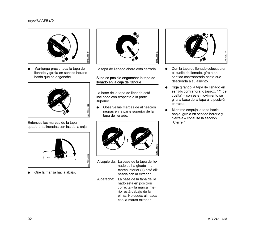 STIHL MS 241 C-M manual Gire la manija hacia abajo 
