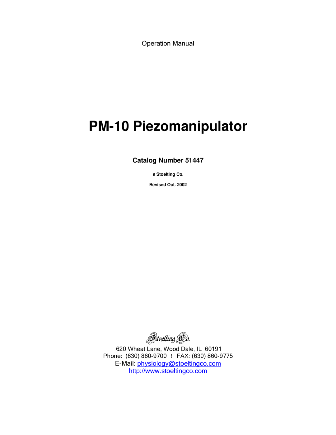 Stoelting 51447 operation manual Stoelting Co 